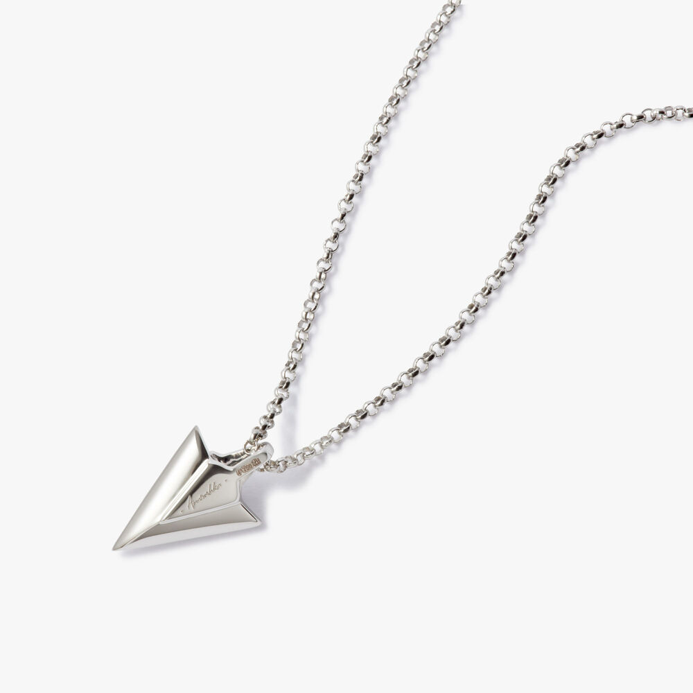 Deco 18ct White Gold Diamond Arrow Necklace | Annoushka jewelley